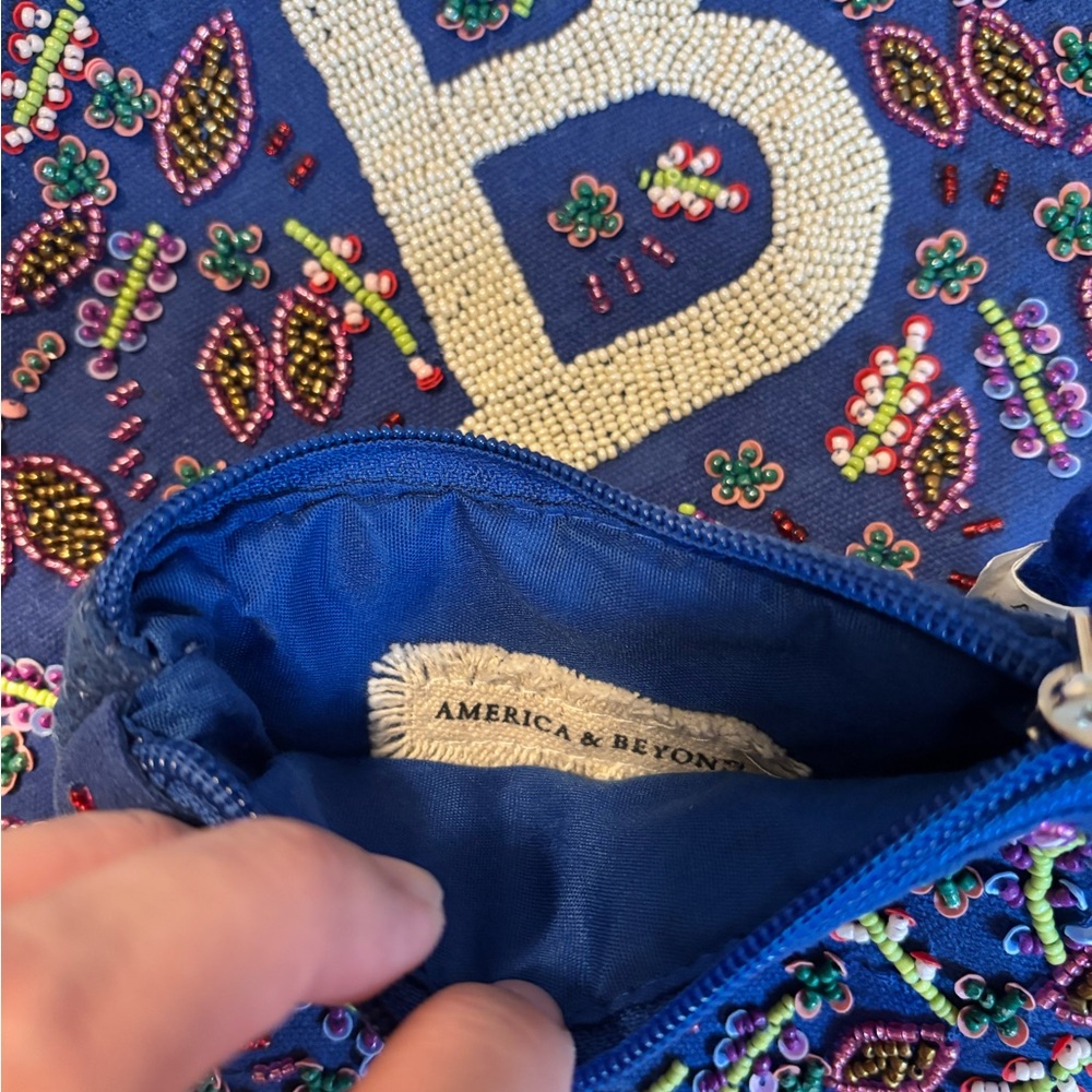 America & Beyond Blue Hand Beaded Purse and Coin Purse Set. - Picture 11 of 12